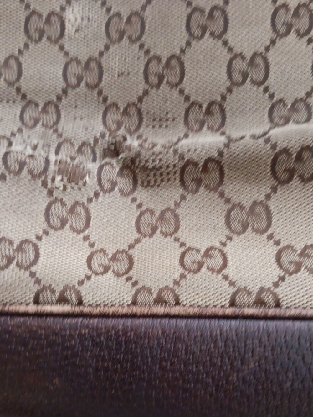 Gucci Beige GG Canvas Tote with Dark Brown Leather and Green-Red Web - Picture 11 of 15